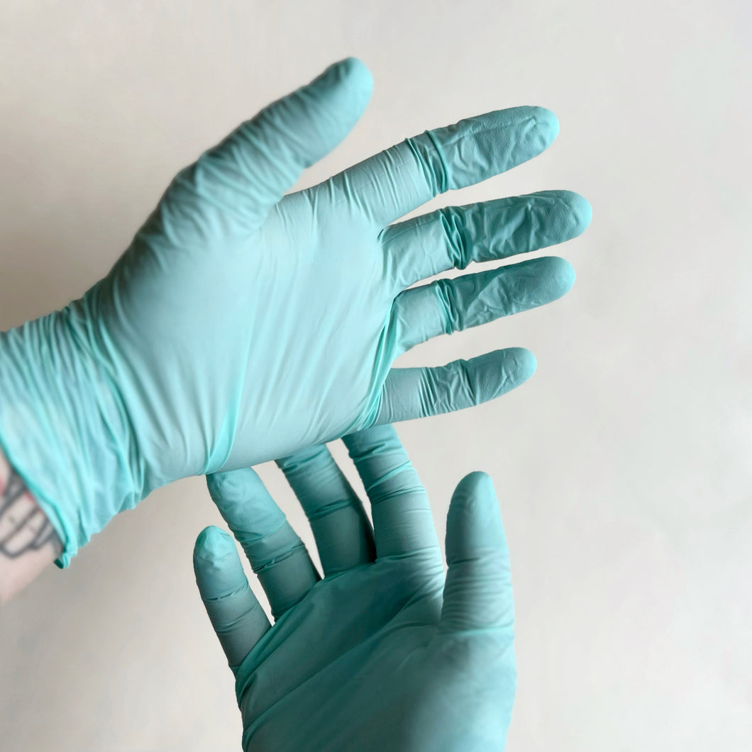 Mint Biodegradable Accelerator-Free Nitrile Gloves